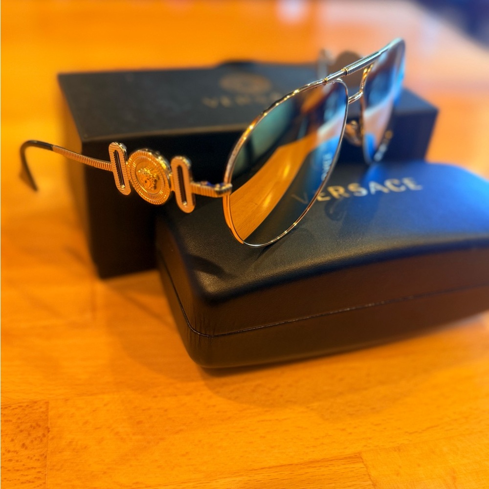 Versace Aviator Sunglasses with Gold Frame